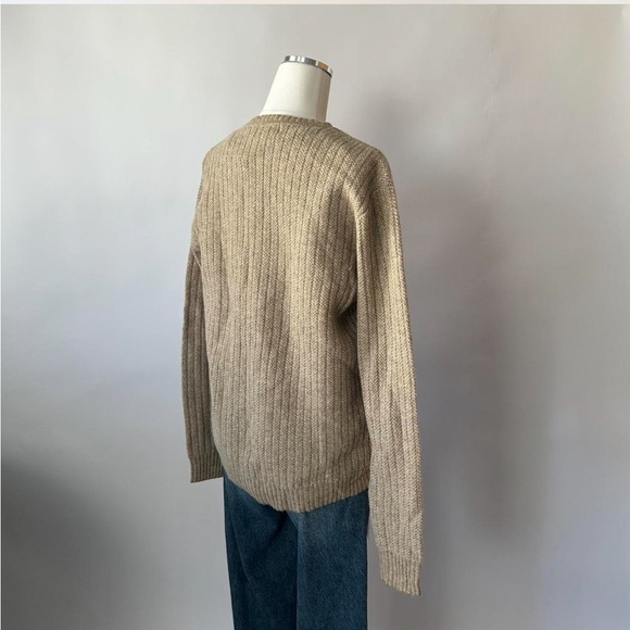 Vintage Y2K Preppy style Club Room 100% Wool cream Ribbed Sweater Medium - Picture 7 of 9